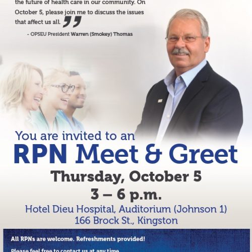 Poster with Smokey and three people inviting everyone to an RPN meet-and-greet on 5th October