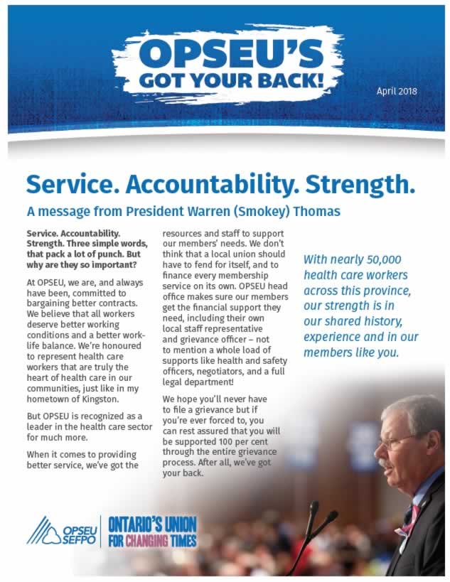 OPSEU’s got your back: April Newsletter