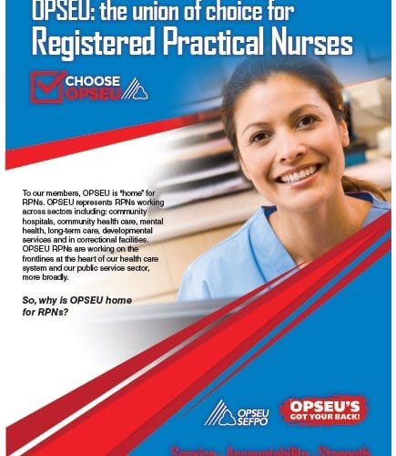 OPSEU: the union of choice for registered practical nuuses. Choose OPSEU poster.