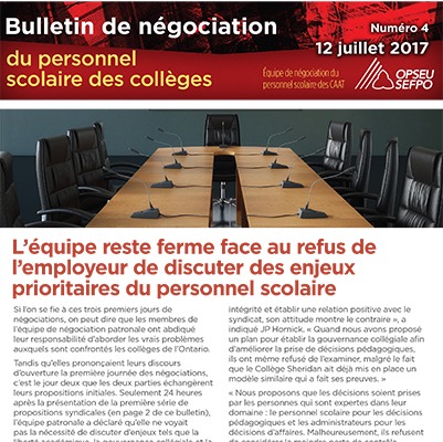 Team takes firm stand as management refuses to discuss faculty’s top issues: CAAT-A Negotiations Bulletin, Issue 4