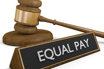 Equal pay sign next to gavel