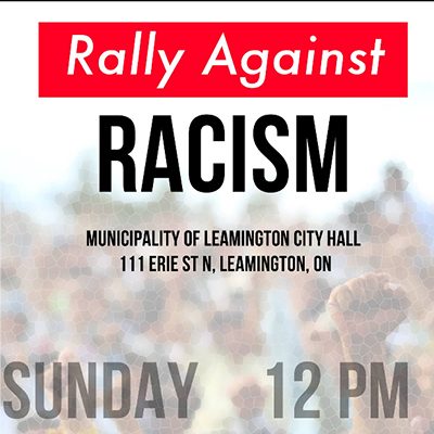 Rally against racism, Leamington City Hall, Sunday 12pm