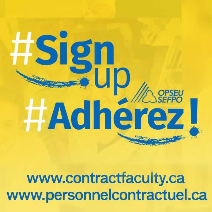 Sign up: Contract Faculty, Adherez personnel contractuel