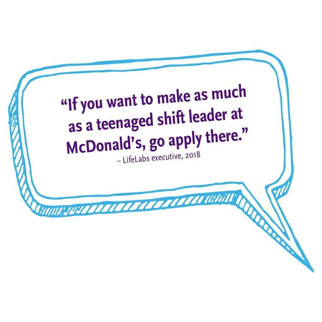 Lifelabs executive: If you want to make as much as a teenaged shift leader at McDonalds, go apply there