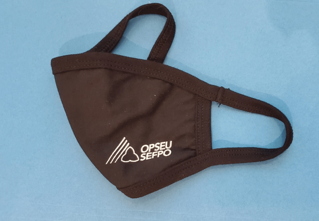 OPSEU facemask (with logo) brown, folded