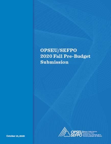 OPSEU/SEFPO 2020 Fall Pre-Budget Submission