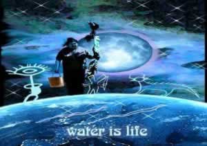 A blue decorative image with the text Water is Life