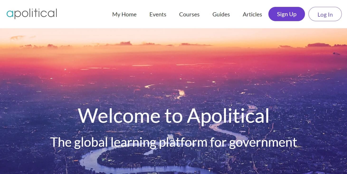 Apolitical Website. Welcome to Apolitical - the global learning platform for government