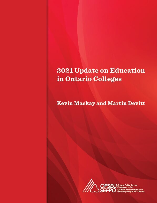 2021 Update on Education in Ontario Colleges cover