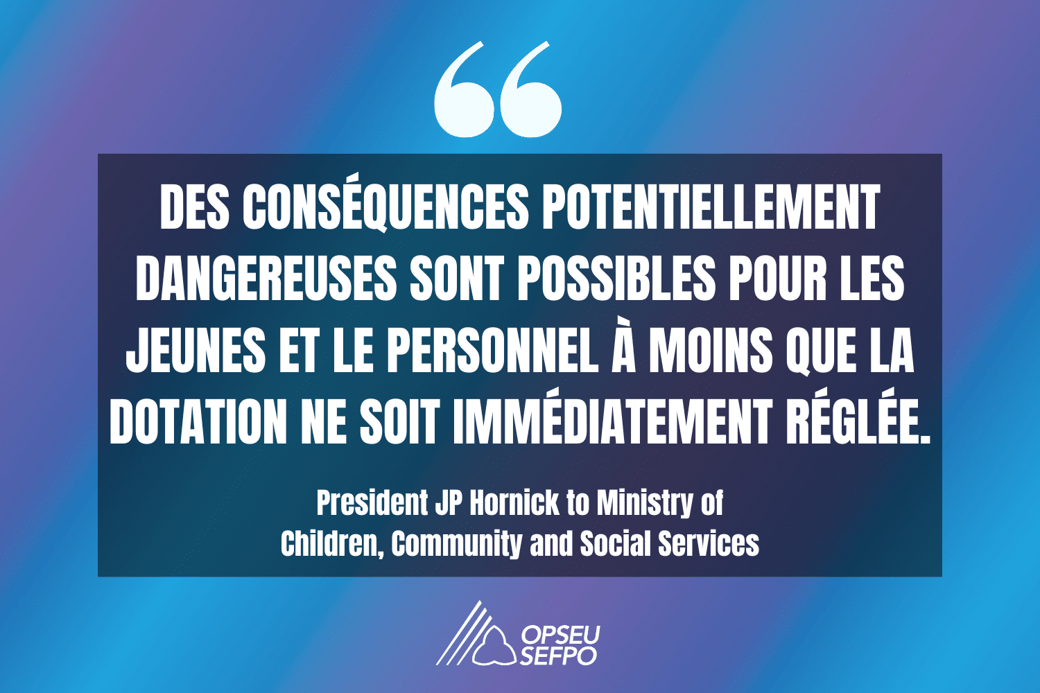 President Hornick to MCCSS: Address urgent staffing crisis at St. Lawrence Youth Association