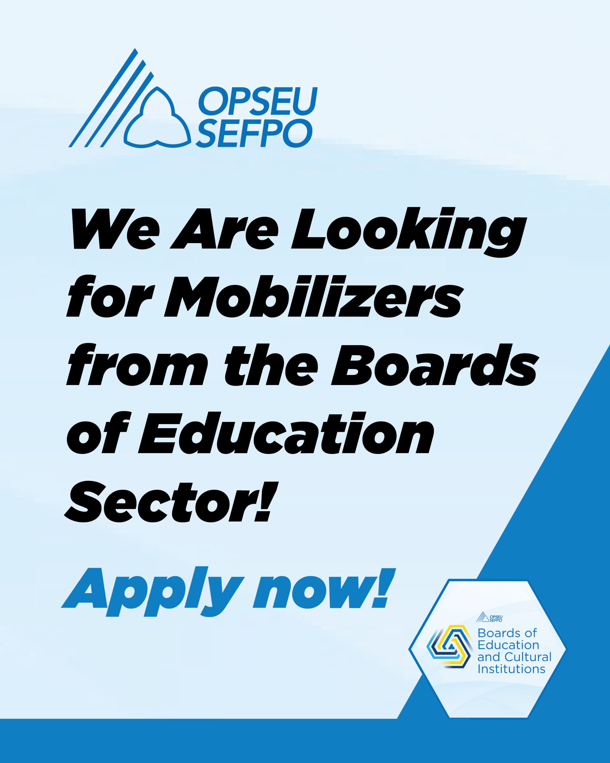 Apply to be a mobilizer for the Boards of Education sector