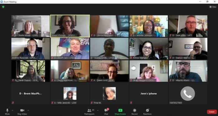 People smiling on a video call