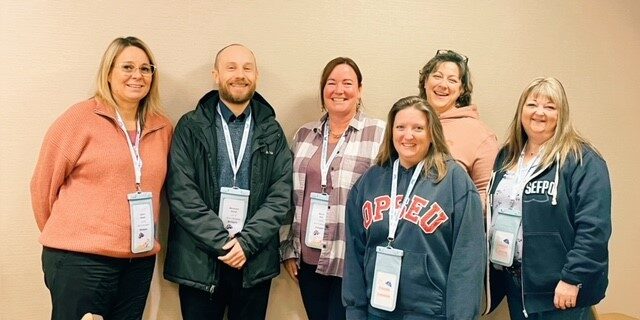OPSEU/SEFPO Municipalities Sector Divisional Executive 2023-2025. Group picture of six people standing together (five Divex members and one alternate)