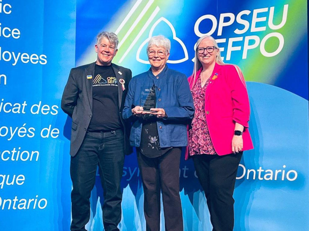 OPSEU/SEFPO Local 348 member Patty Rout, Honorary Lifetime Membership Award