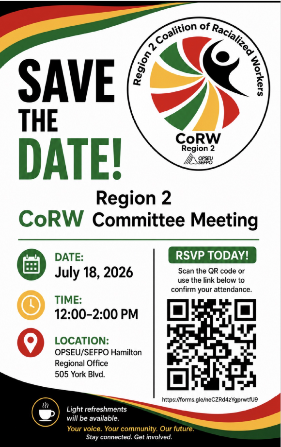 Region 2 Coalition of Racialized Workers (CoRW) hybrid meeting on July 18