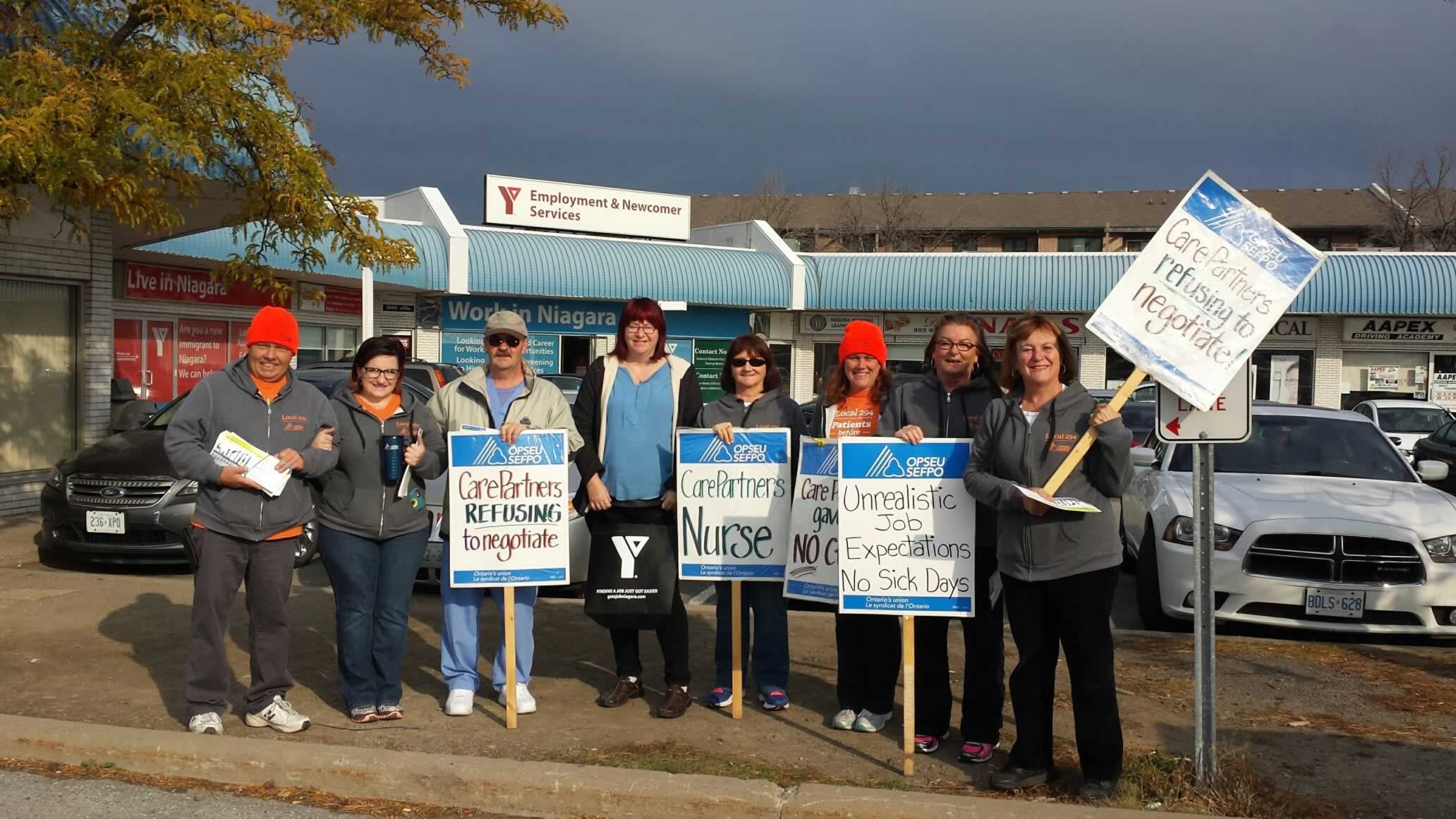 Striking CarePartners nurses picket YMCA job fair in St. Catharines