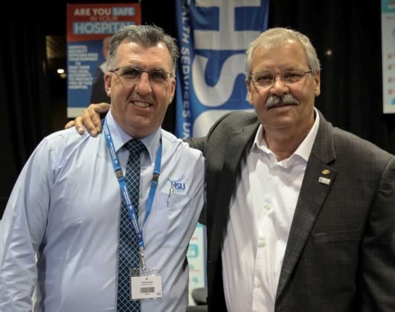 HSU Secretary Gerard Hayes and OPSEU President Warren (Smokey) Thomas